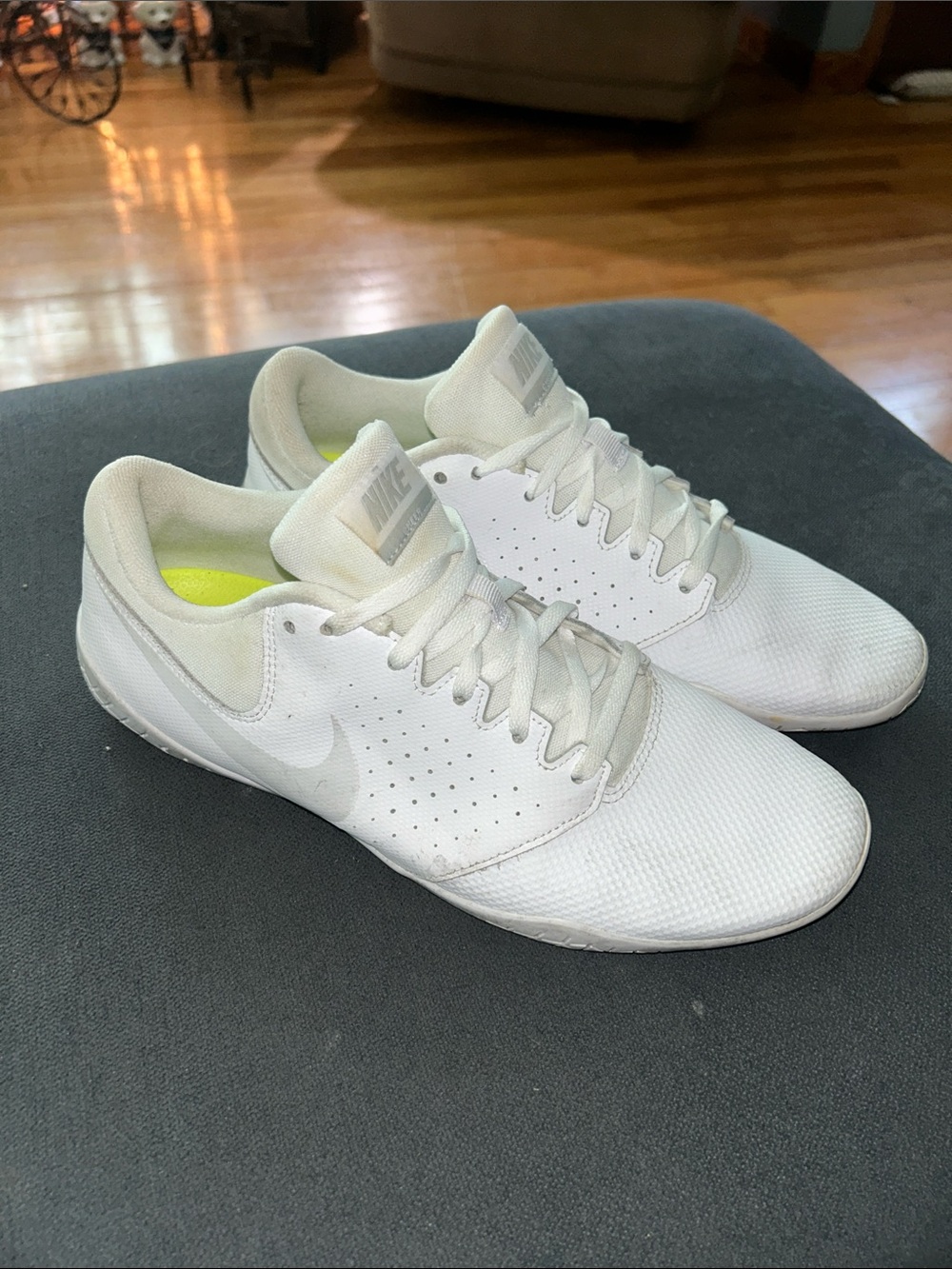 Nike Women’s Cheer White Low-Top Training Sneakers with Subtle Gray Accents